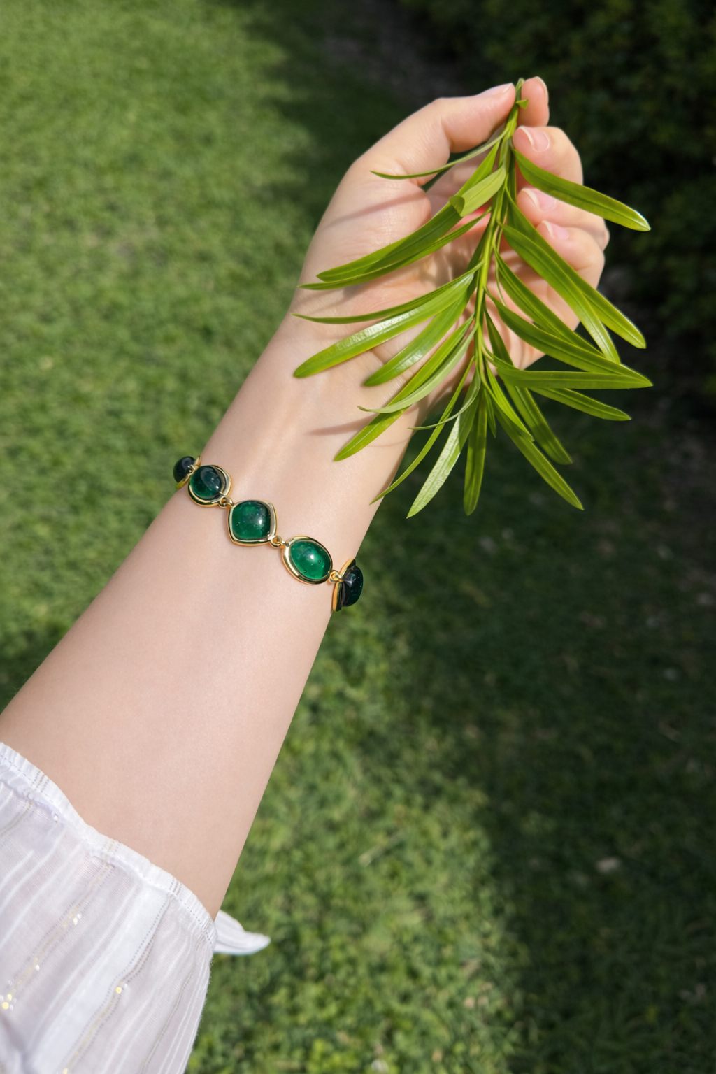 Forest Whisper Bracelet with Poured Glass